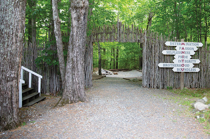 The gate leading to Manitou's main campfire ring
